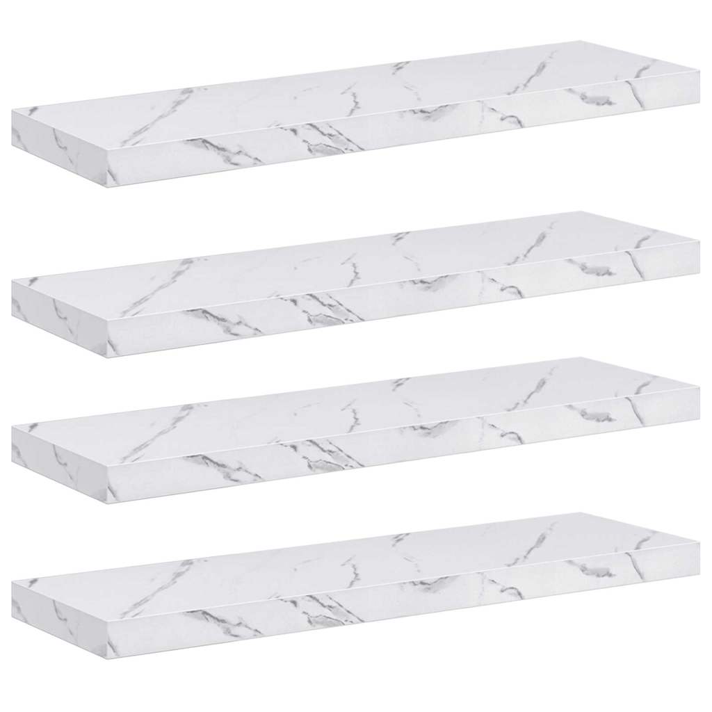 Wandplank 4 pcs Wit Marmer 90 x 23,5 x 4 cm Bewerkt hout is nu te koop bij PeponiXL, paradijselijk wonen!