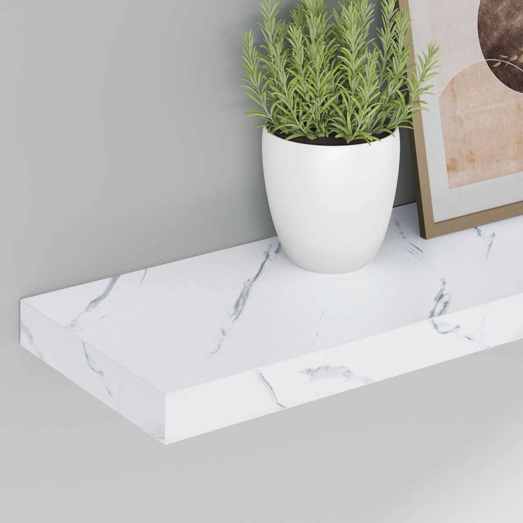 Wandplank 2 pcs Wit Marmer 120 x 23,5 x 4 cm Bewerkt hout is nu te koop bij PeponiXL, paradijselijk wonen!