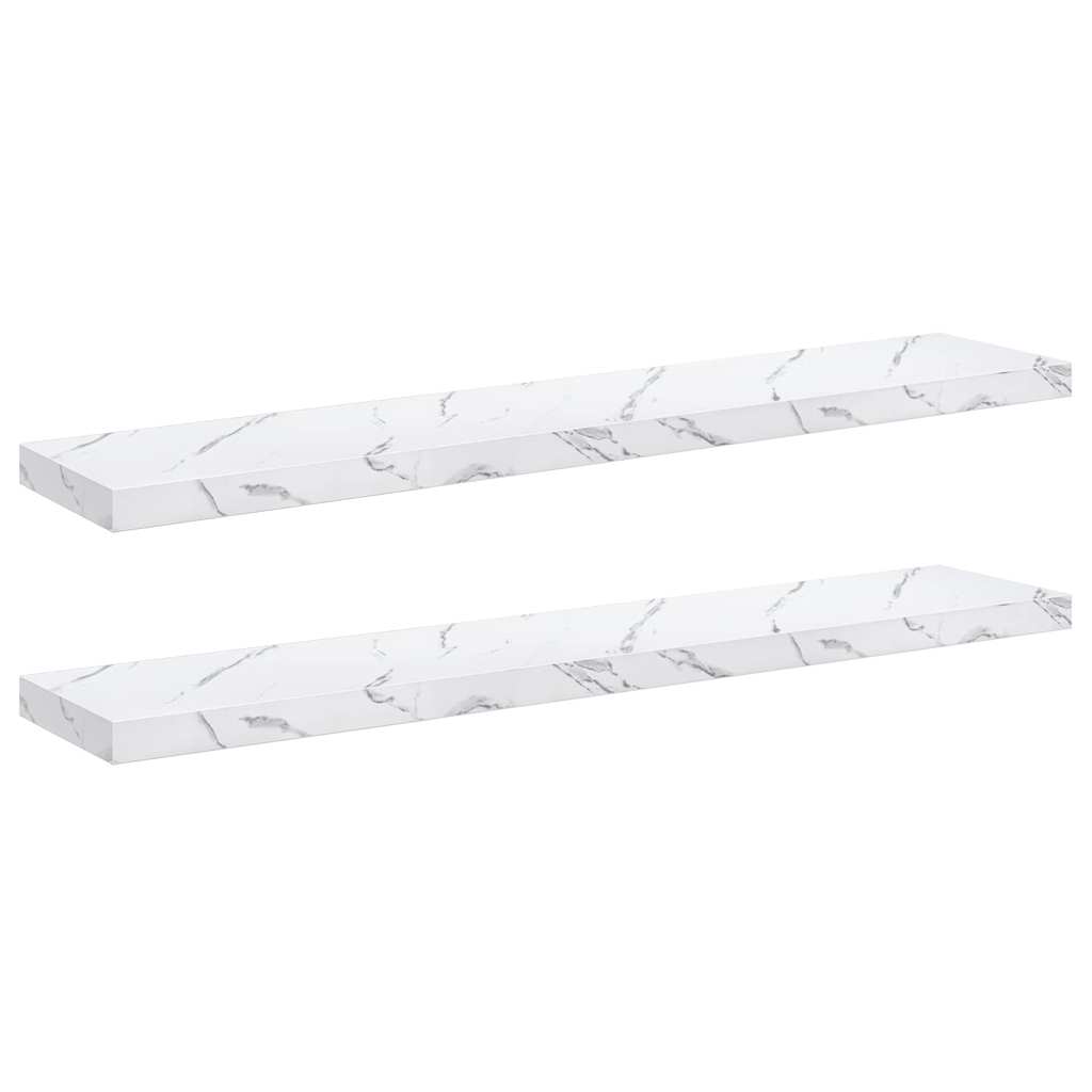 Wandplank 2 pcs Wit Marmer 120 x 23,5 x 4 cm Bewerkt hout is nu te koop bij PeponiXL, paradijselijk wonen!