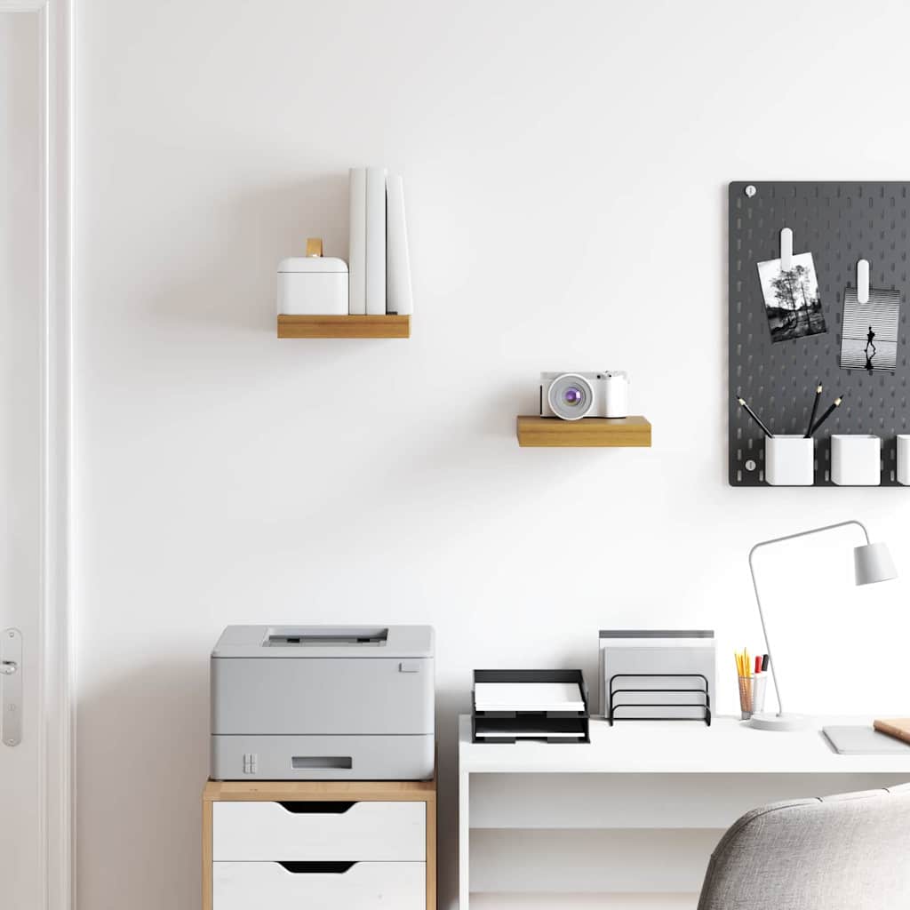 Wandplank met opslag 2 pcs Beige 23 x 23,5 x 4 cm Bewerkt hout is nu te koop bij PeponiXL, paradijselijk wonen!