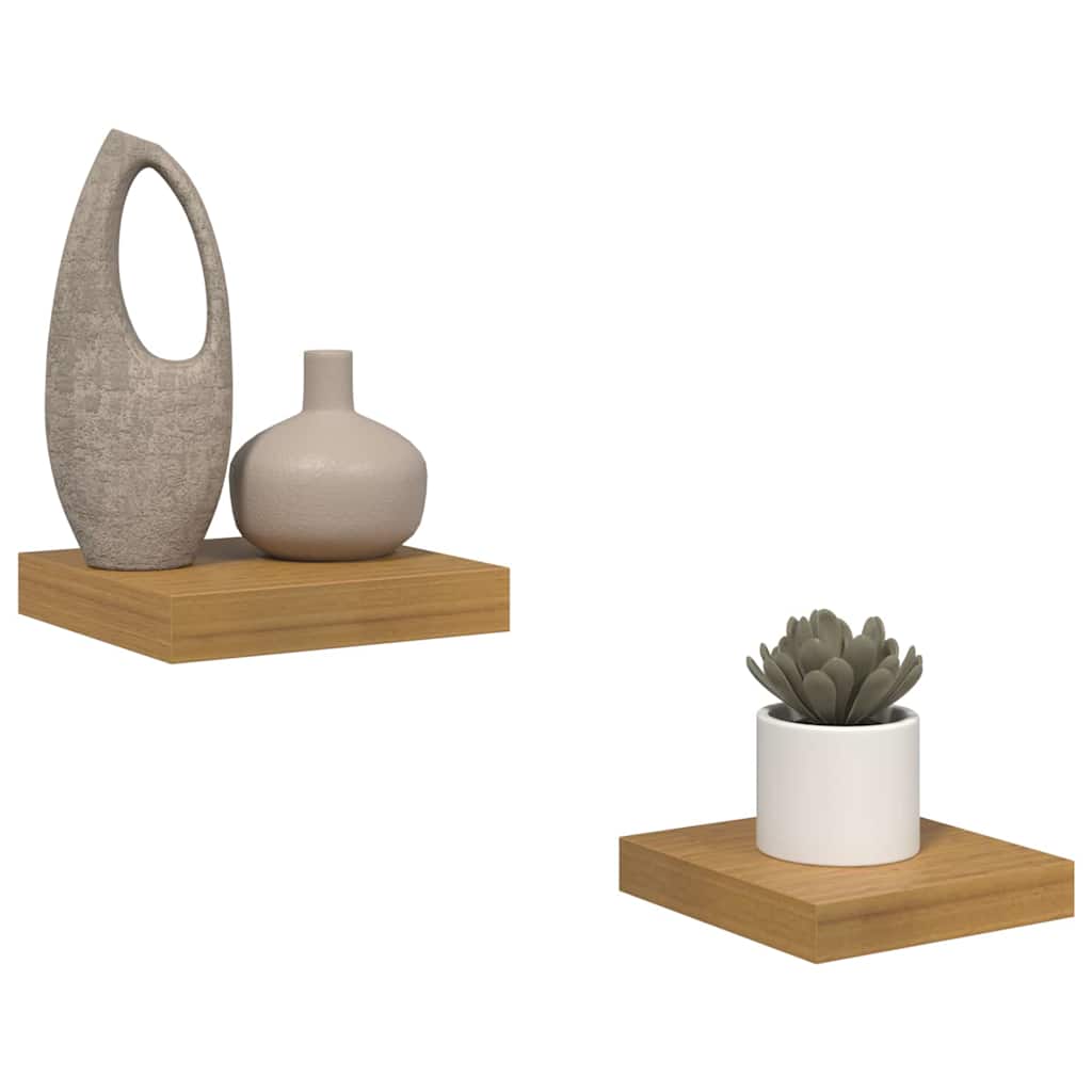 Wandplank met opslag 2 pcs Beige 23 x 23,5 x 4 cm Bewerkt hout is nu te koop bij PeponiXL, paradijselijk wonen!