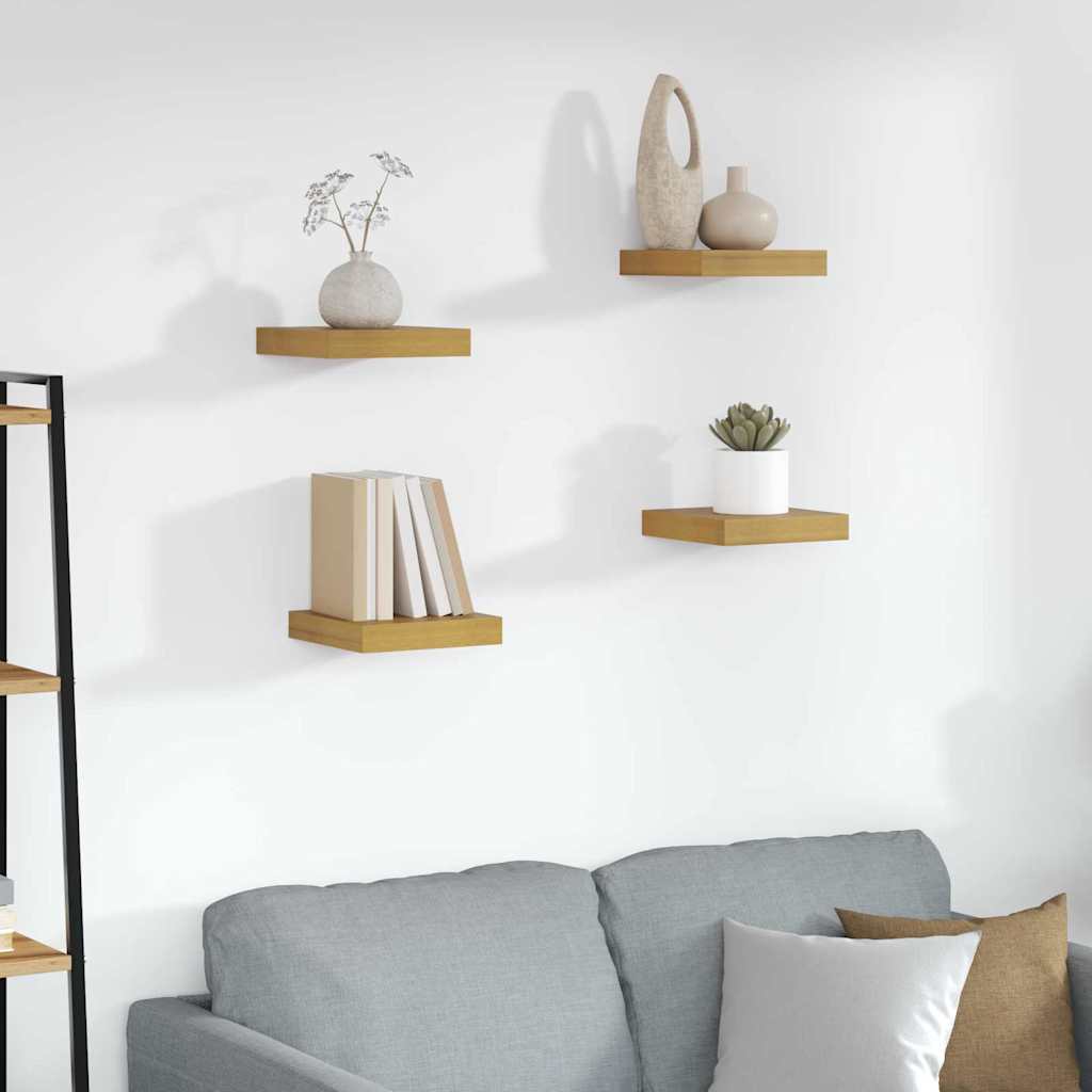Wandplank met opslag 4 pcs Beige 23 x 23,5 x 4 cm Bewerkt hout is nu te koop bij PeponiXL, paradijselijk wonen!