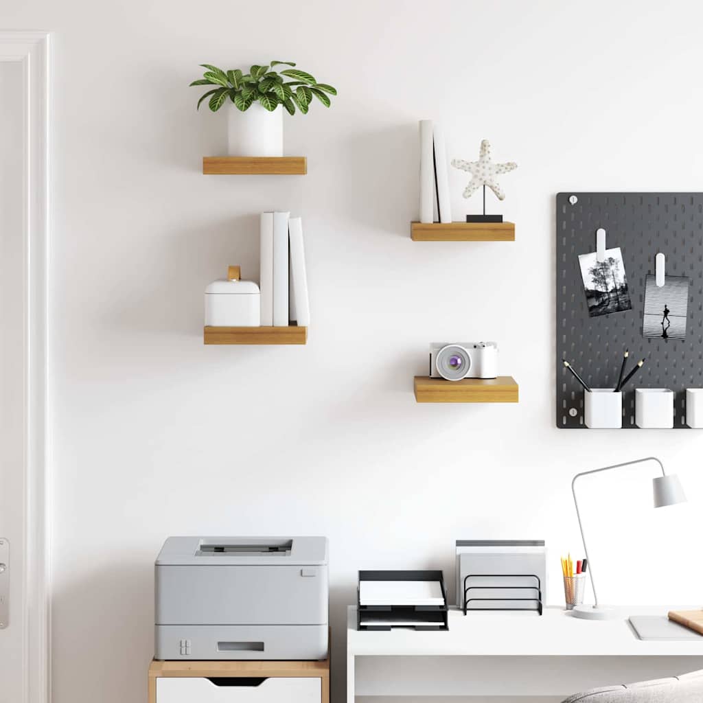 Wandplank met opslag 4 pcs Beige 23 x 23,5 x 4 cm Bewerkt hout is nu te koop bij PeponiXL, paradijselijk wonen!