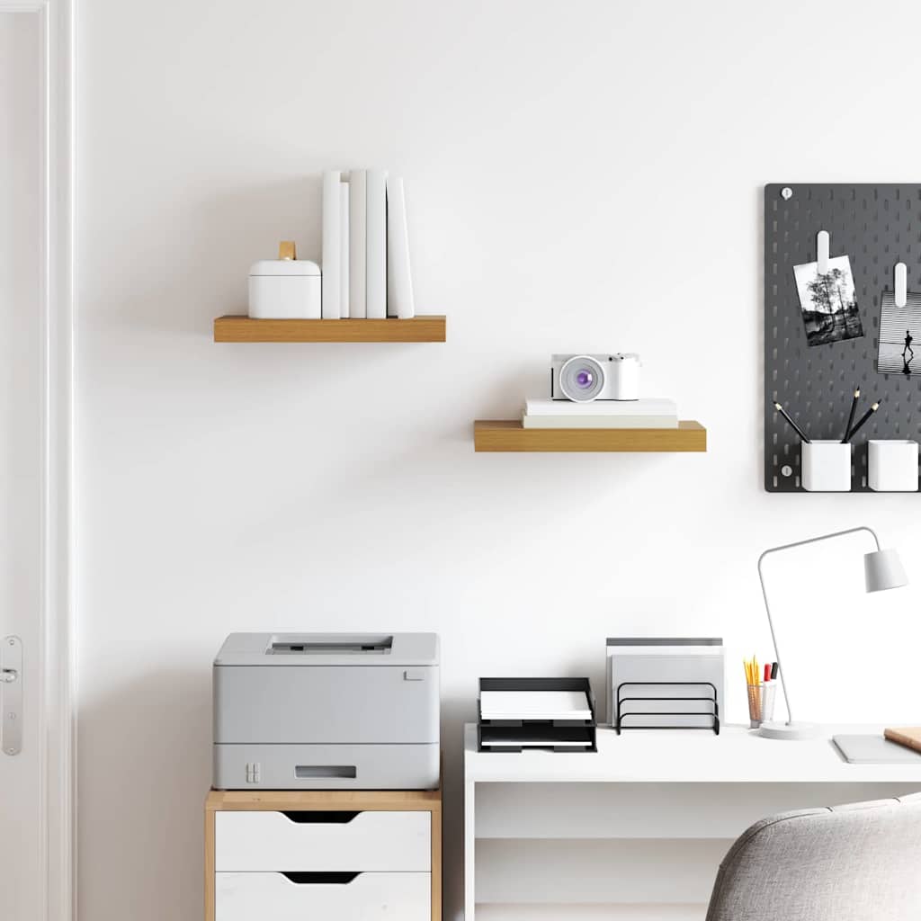 Wandplank met opslag 2 pcs Beige 40 x 23,5 x 4 cm Bewerkt hout is nu te koop bij PeponiXL, paradijselijk wonen!
