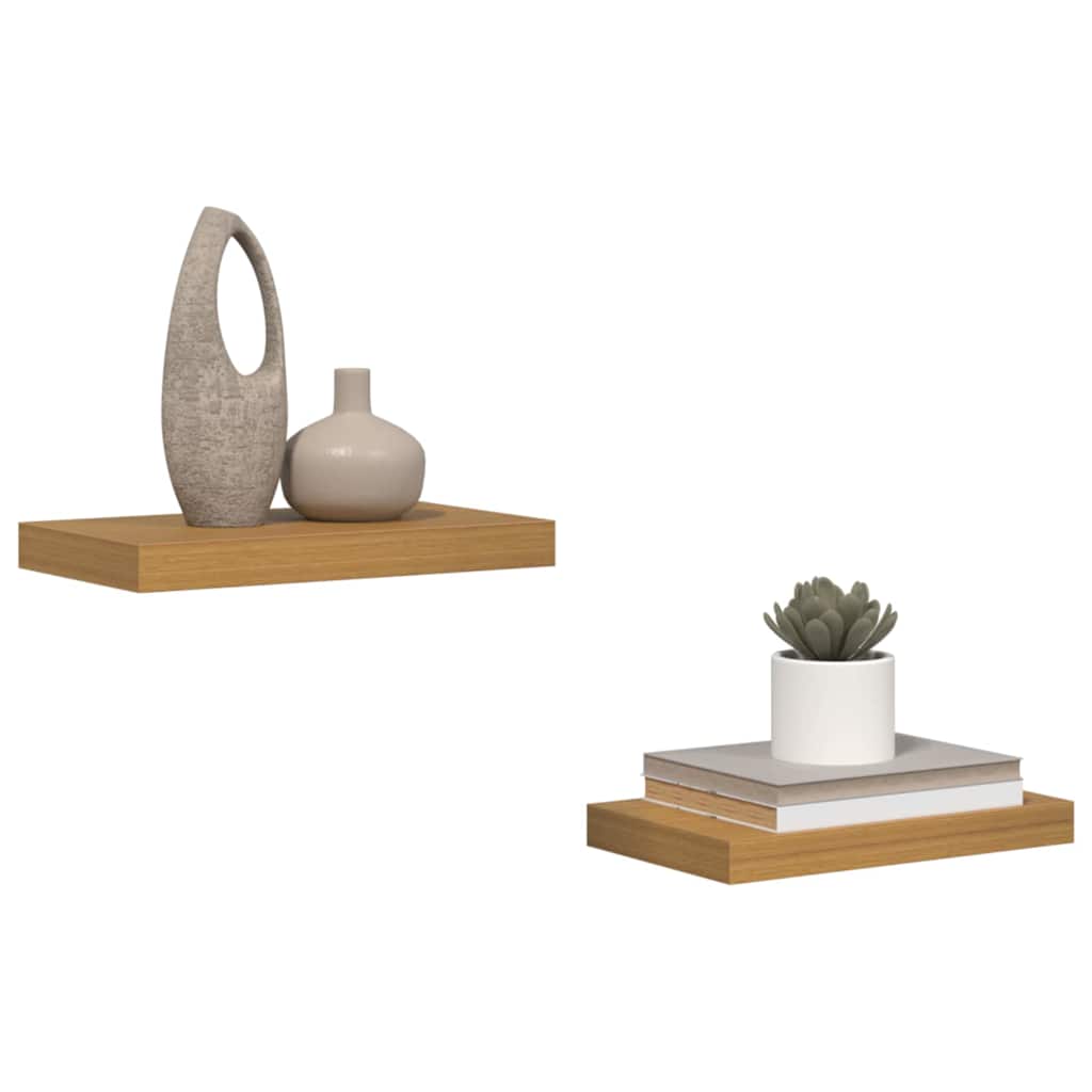 Wandplank met opslag 2 pcs Beige 40 x 23,5 x 4 cm Bewerkt hout is nu te koop bij PeponiXL, paradijselijk wonen!