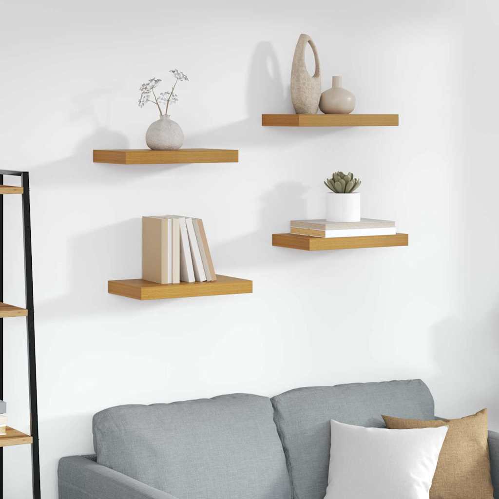 Wandplank met opslag 4 pcs Beige 40 x 23,5 x 4 cm Bewerkt hout is nu te koop bij PeponiXL, paradijselijk wonen!