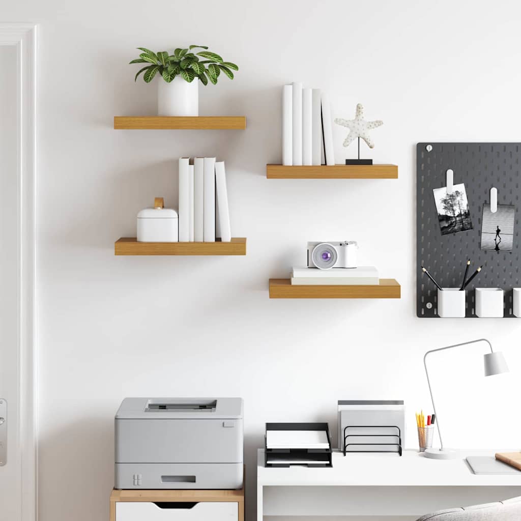 Wandplank met opslag 4 pcs Beige 40 x 23,5 x 4 cm Bewerkt hout is nu te koop bij PeponiXL, paradijselijk wonen!