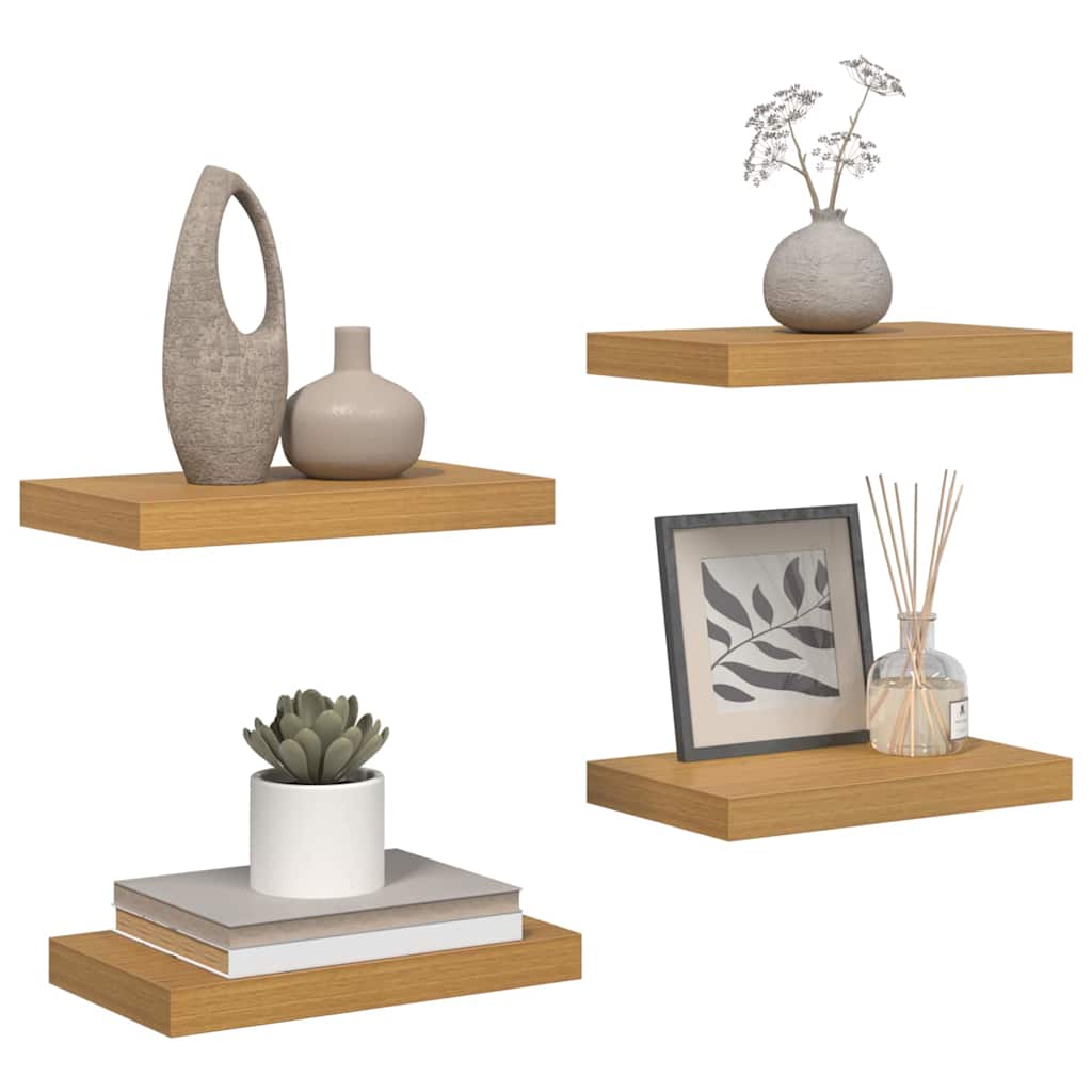 Wandplank met opslag 4 pcs Beige 40 x 23,5 x 4 cm Bewerkt hout is nu te koop bij PeponiXL, paradijselijk wonen!