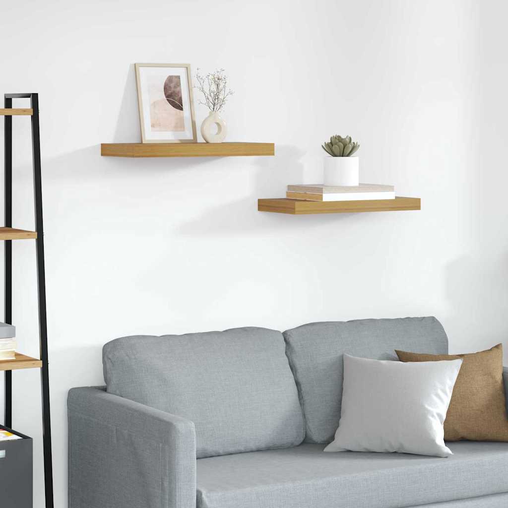 Wandplank met opslag 2 pcs Beige 50 x 23 x 4 cm Bewerkt hout is nu te koop bij PeponiXL, paradijselijk wonen!