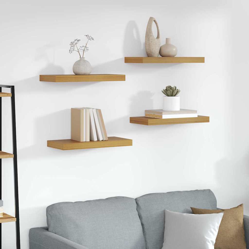 Wandplank met opslag 4 pcs Beige 50 x 23,5 x 4 cm Bewerkt hout is nu te koop bij PeponiXL, paradijselijk wonen!