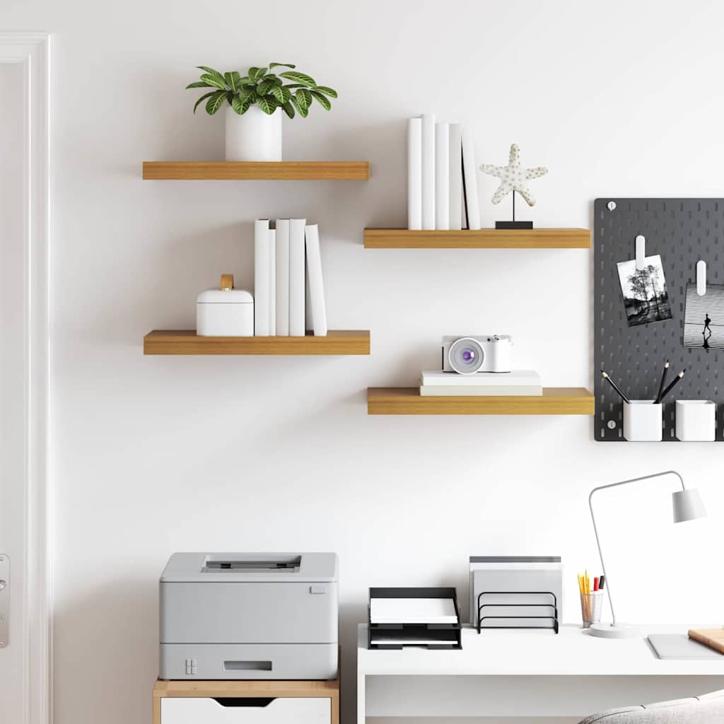 Wandplank met opslag 4 pcs Beige 50 x 23,5 x 4 cm Bewerkt hout is nu te koop bij PeponiXL, paradijselijk wonen!