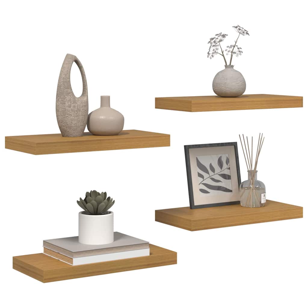 Wandplank met opslag 4 pcs Beige 50 x 23,5 x 4 cm Bewerkt hout is nu te koop bij PeponiXL, paradijselijk wonen!