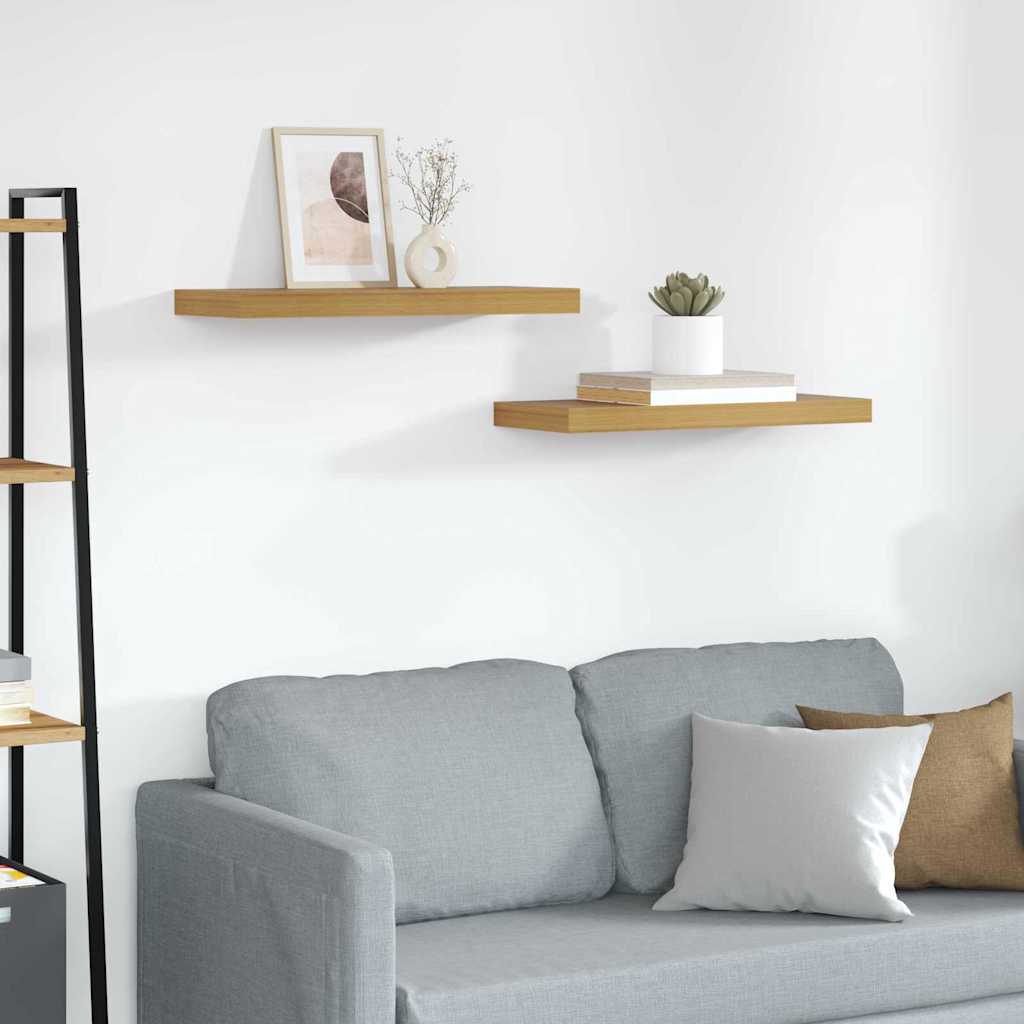Wandplank met opslag 2 pcs Beige 60 x 23,5 x 4 cm Bewerkt hout is nu te koop bij PeponiXL, paradijselijk wonen!
