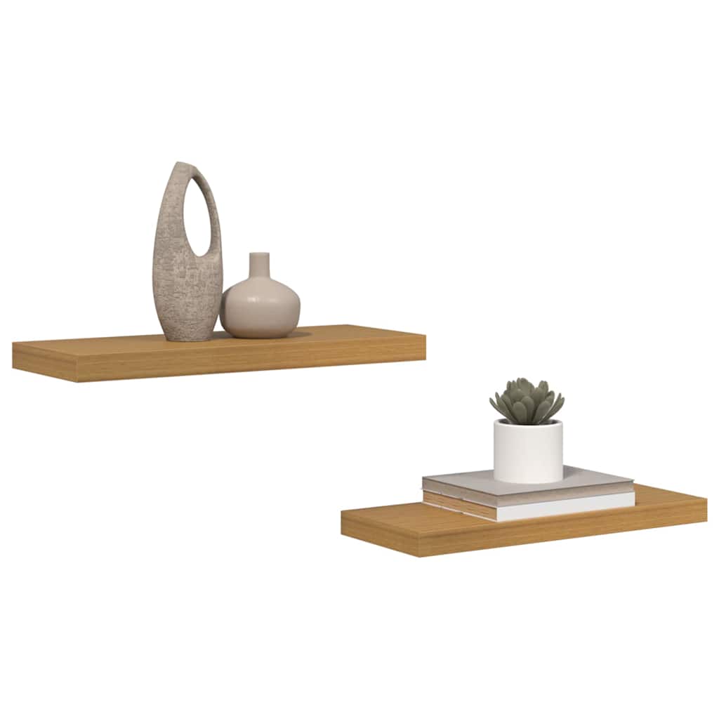 Wandplank met opslag 2 pcs Beige 60 x 23,5 x 4 cm Bewerkt hout is nu te koop bij PeponiXL, paradijselijk wonen!