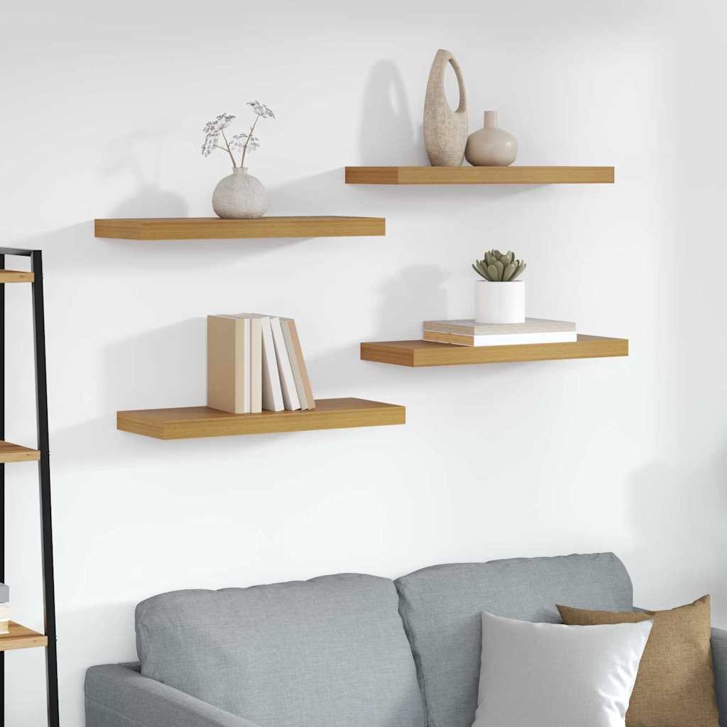 Wandplank met opslag 4 pcs Beige 60 x 23 x 4 cm Bewerkt hout is nu te koop bij PeponiXL, paradijselijk wonen!