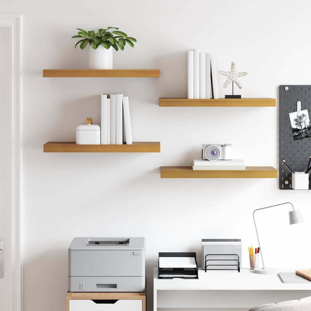 Wandplank met opslag 4 pcs Beige 60 x 23 x 4 cm Bewerkt hout is nu te koop bij PeponiXL, paradijselijk wonen!