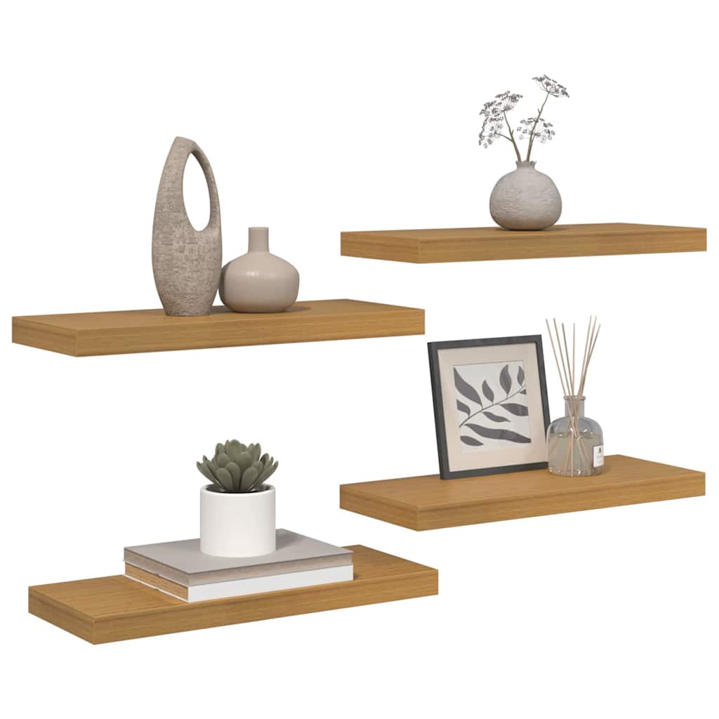 Wandplank met opslag 4 pcs Beige 60 x 23 x 4 cm Bewerkt hout is nu te koop bij PeponiXL, paradijselijk wonen!
