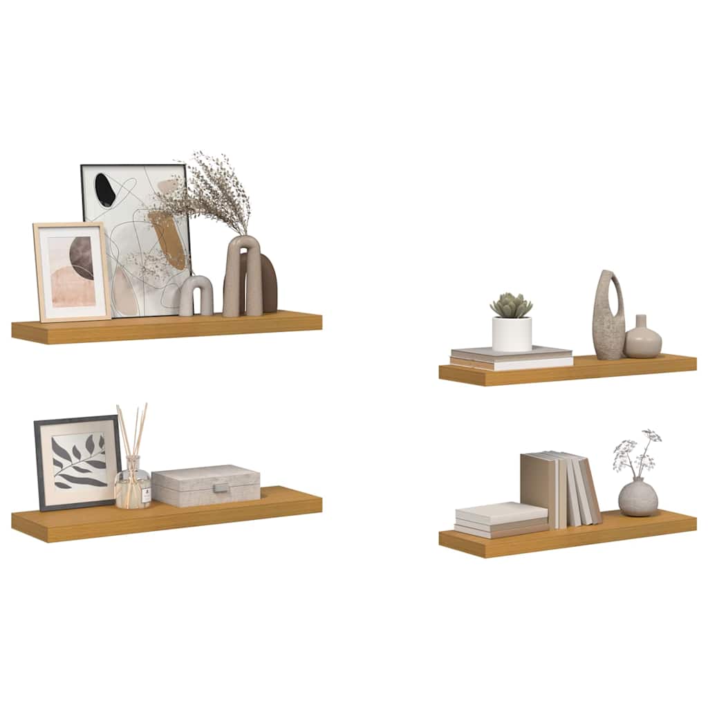 Wandplank met opslag 4 pcs Beige 80 x 23,5 x 4 cm Bewerkt hout is nu te koop bij PeponiXL, paradijselijk wonen!