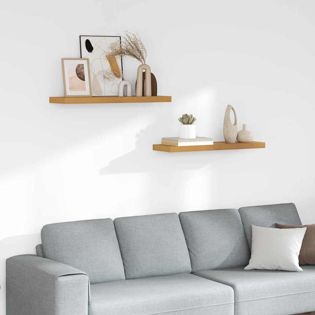 Wandplank met opslag 2 pcs Beige 90 x 23,5 x 4 cm Bewerkt hout is nu te koop bij PeponiXL, paradijselijk wonen!