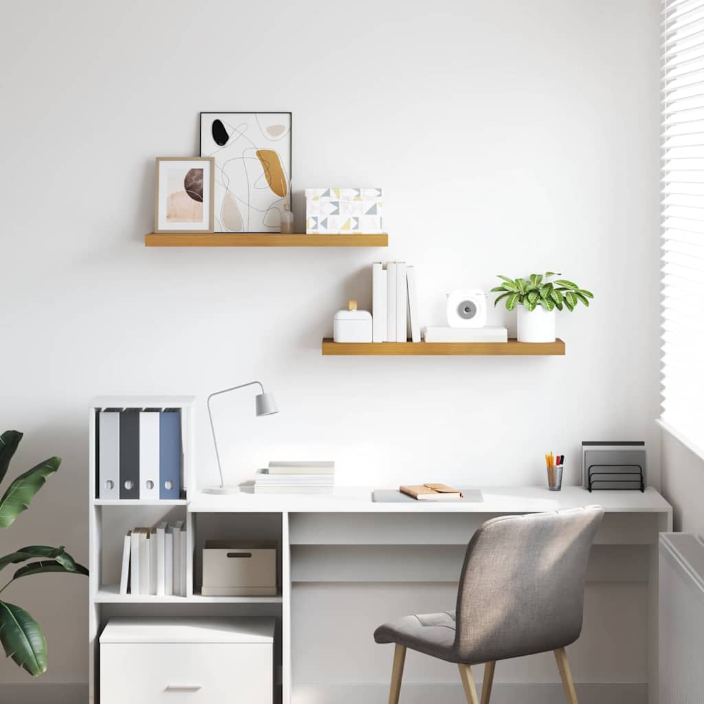 Wandplank met opslag 2 pcs Beige 90 x 23,5 x 4 cm Bewerkt hout is nu te koop bij PeponiXL, paradijselijk wonen!