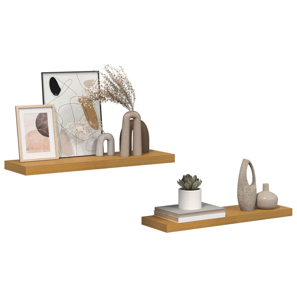 Wandplank met opslag 2 pcs Beige 90 x 23,5 x 4 cm Bewerkt hout is nu te koop bij PeponiXL, paradijselijk wonen!