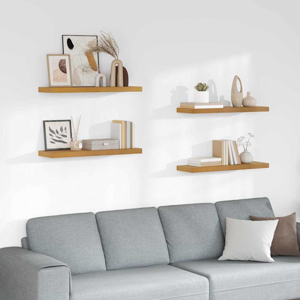Wandplank met opslag 4 pcs Beige 90 x 23,5 x 4 cm Bewerkt hout is nu te koop bij PeponiXL, paradijselijk wonen!