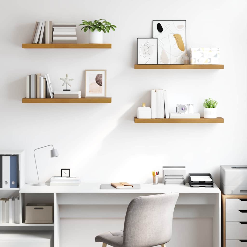 Wandplank met opslag 4 pcs Beige 90 x 23,5 x 4 cm Bewerkt hout is nu te koop bij PeponiXL, paradijselijk wonen!