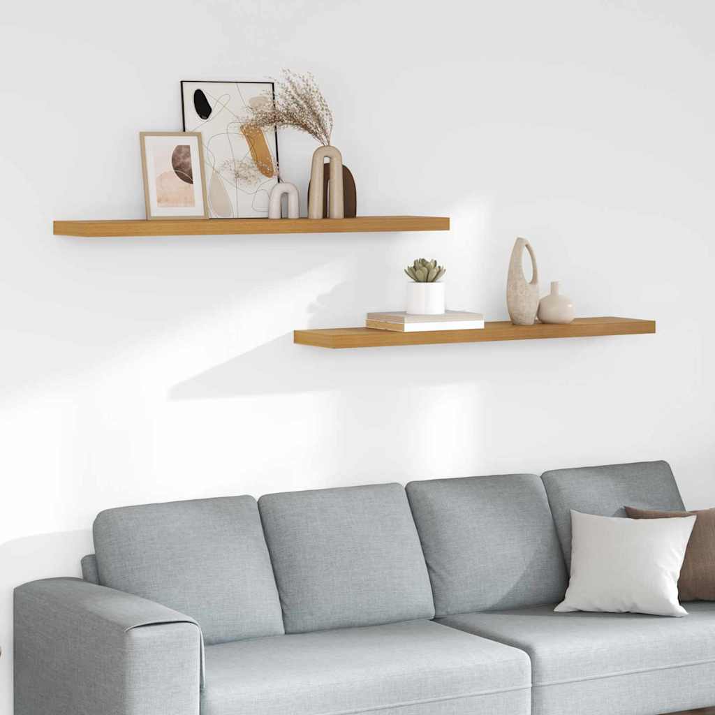Wandplank met opslag 2 pcs Beige 120 x 23,5 x 4 cm Bewerkt hout is nu te koop bij PeponiXL, paradijselijk wonen!