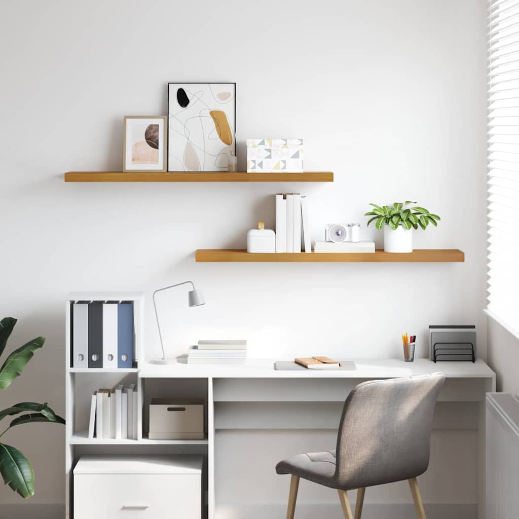Wandplank met opslag 2 pcs Beige 120 x 23,5 x 4 cm Bewerkt hout is nu te koop bij PeponiXL, paradijselijk wonen!