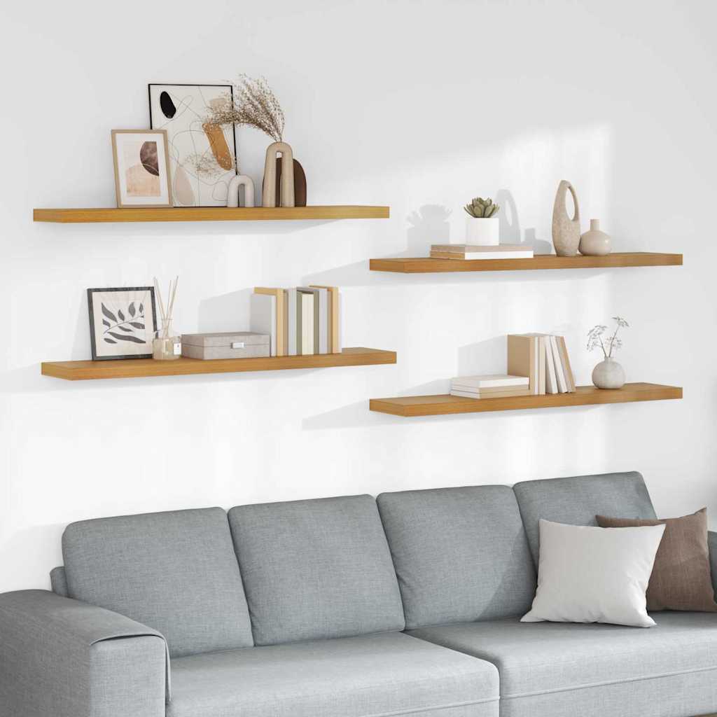 Wandplank met opslag 4 pcs Beige 120 x 23,5 x 4 cm Bewerkt hout is nu te koop bij PeponiXL, paradijselijk wonen!