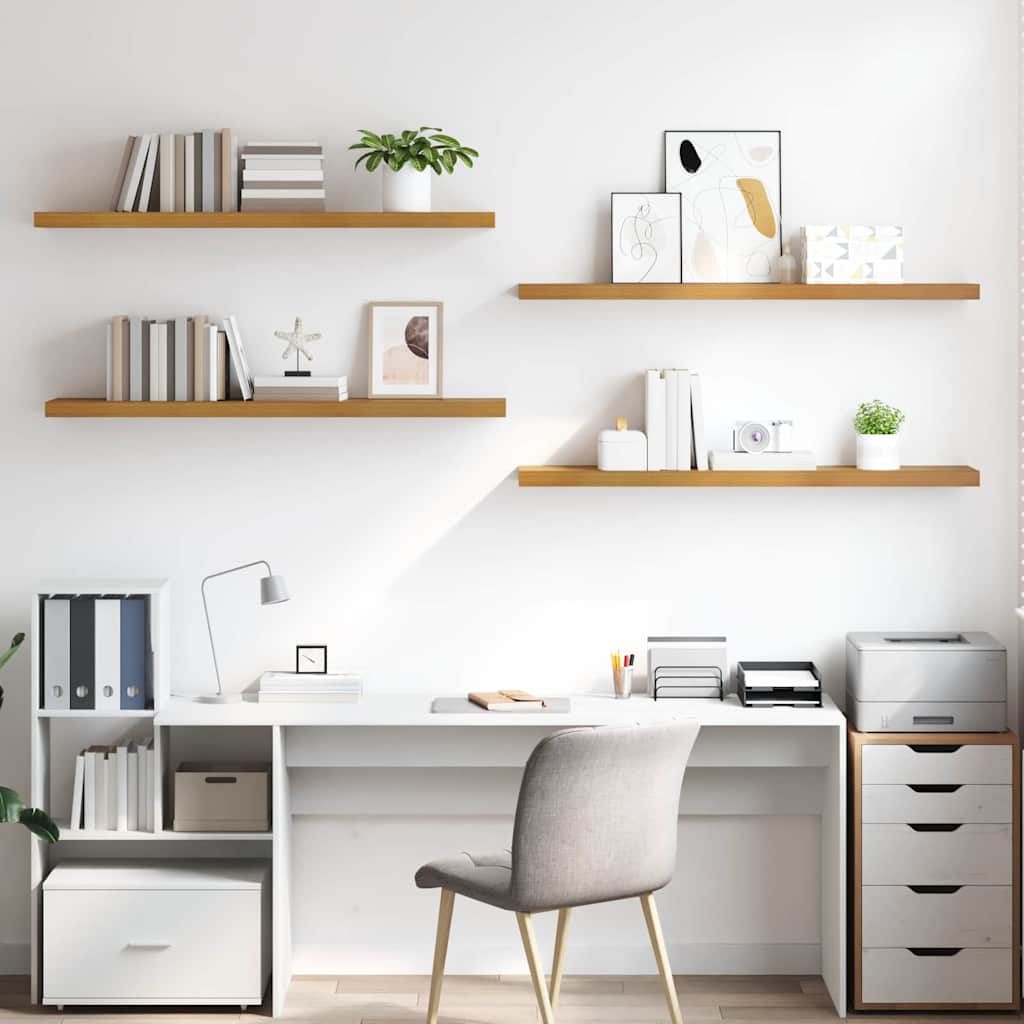 Wandplank met opslag 4 pcs Beige 120 x 23,5 x 4 cm Bewerkt hout is nu te koop bij PeponiXL, paradijselijk wonen!