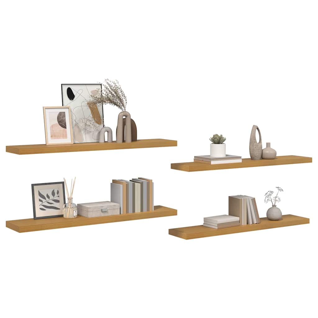 Wandplank met opslag 4 pcs Beige 120 x 23,5 x 4 cm Bewerkt hout is nu te koop bij PeponiXL, paradijselijk wonen!