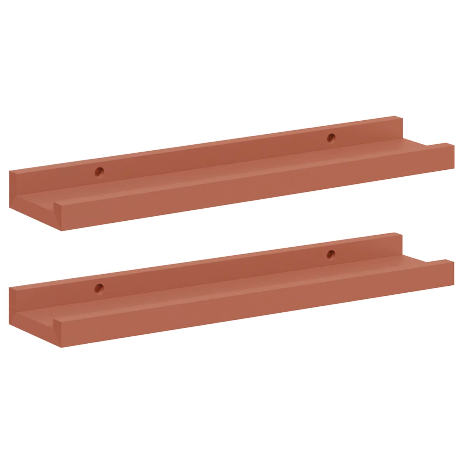 Wandplank met plank 2 pcs Rood 40 x 9 x 3 cm Bewerkt hout is nu te koop bij PeponiXL, paradijselijk wonen!