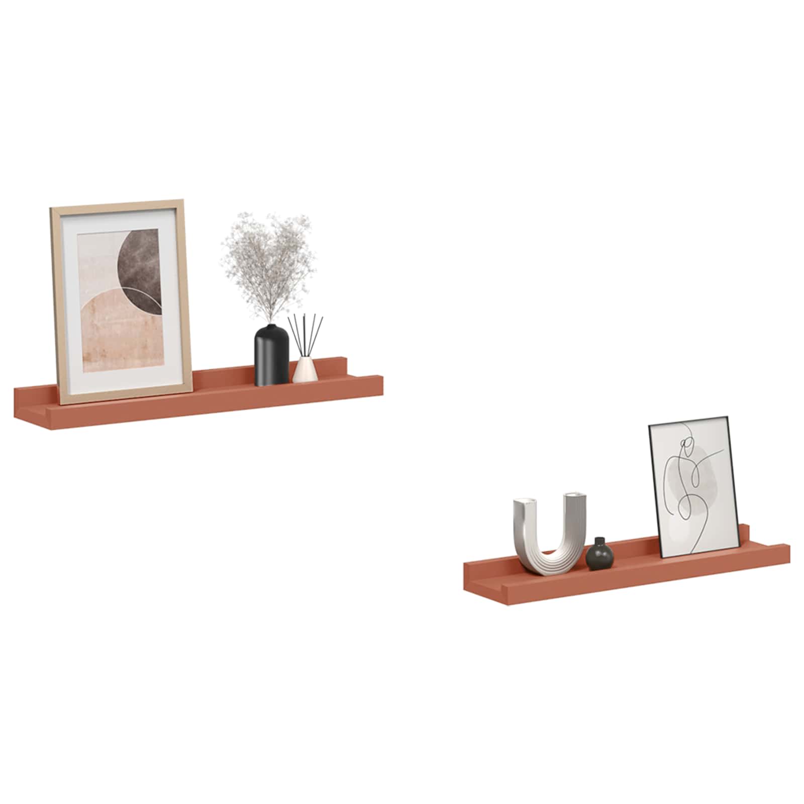 Wandplank met plank 2 pcs Rood 40 x 9 x 3 cm Bewerkt hout is nu te koop bij PeponiXL, paradijselijk wonen!
