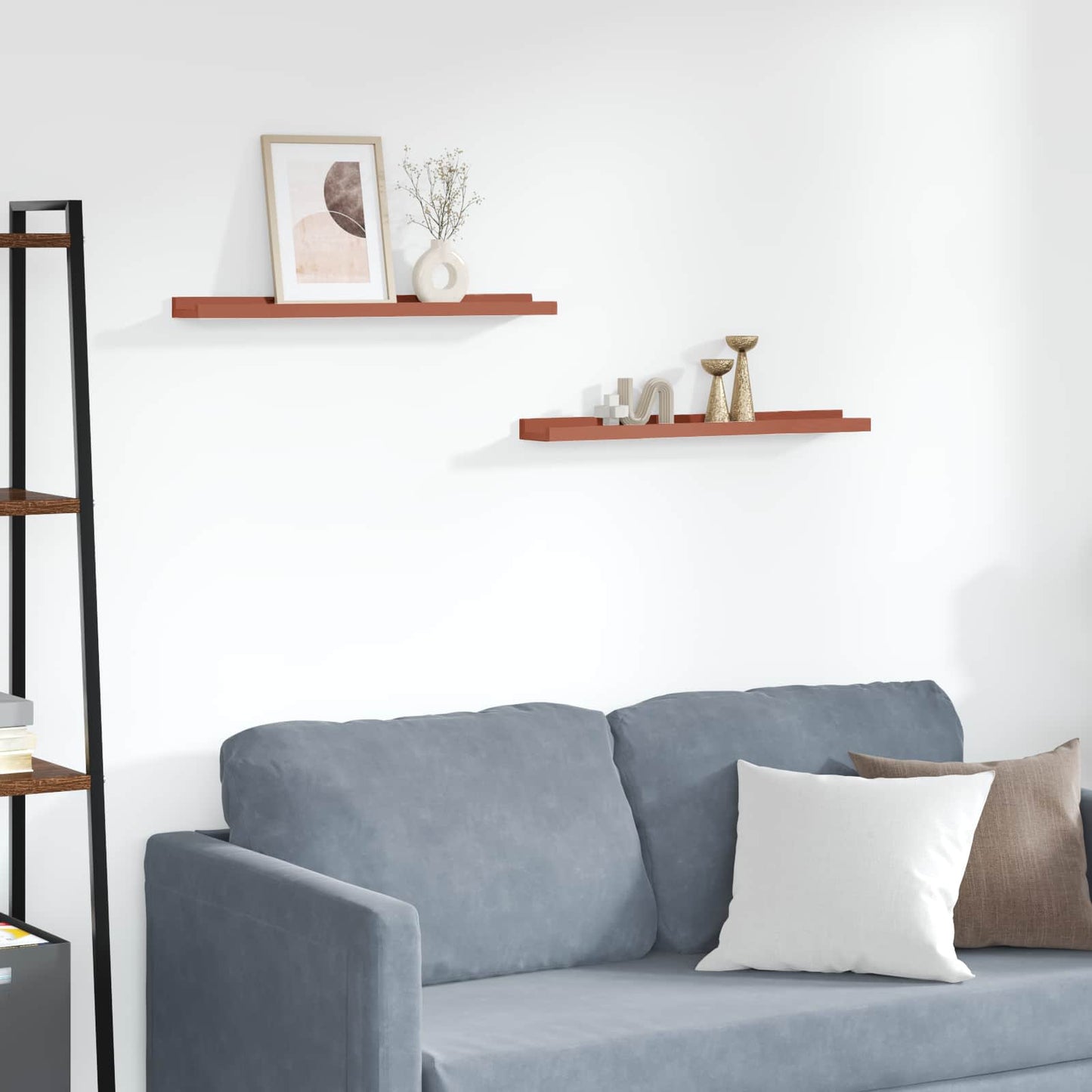 Wandplank met plank 2 pcs Rood 60 x 9 x 3 cm Bewerkt hout is nu te koop bij PeponiXL, paradijselijk wonen!