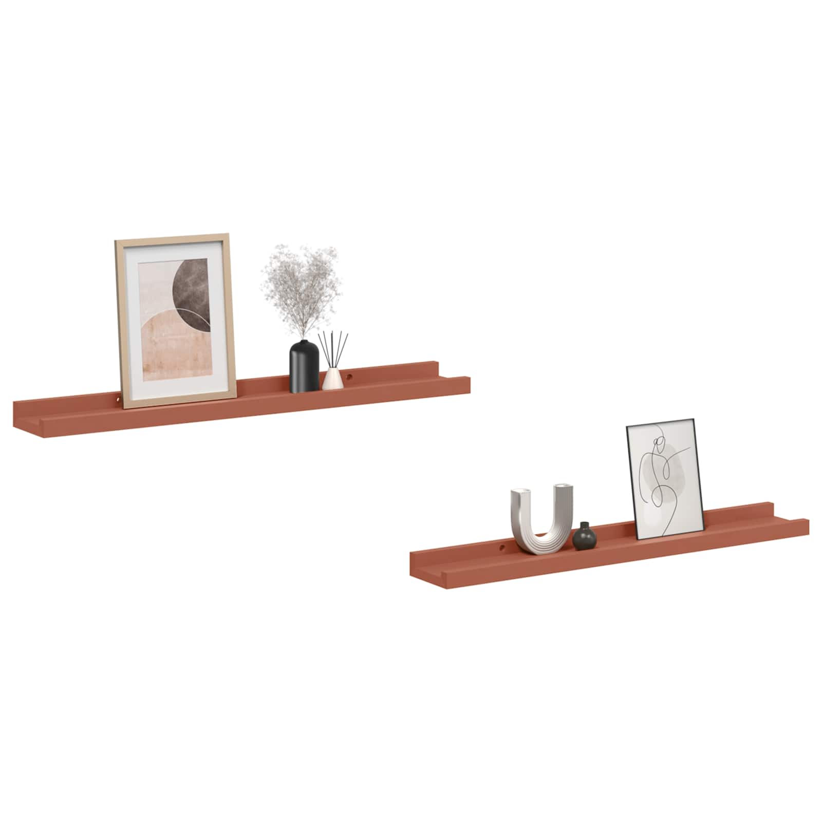 Wandplank met plank 2 pcs Rood 60 x 9 x 3 cm Bewerkt hout is nu te koop bij PeponiXL, paradijselijk wonen!