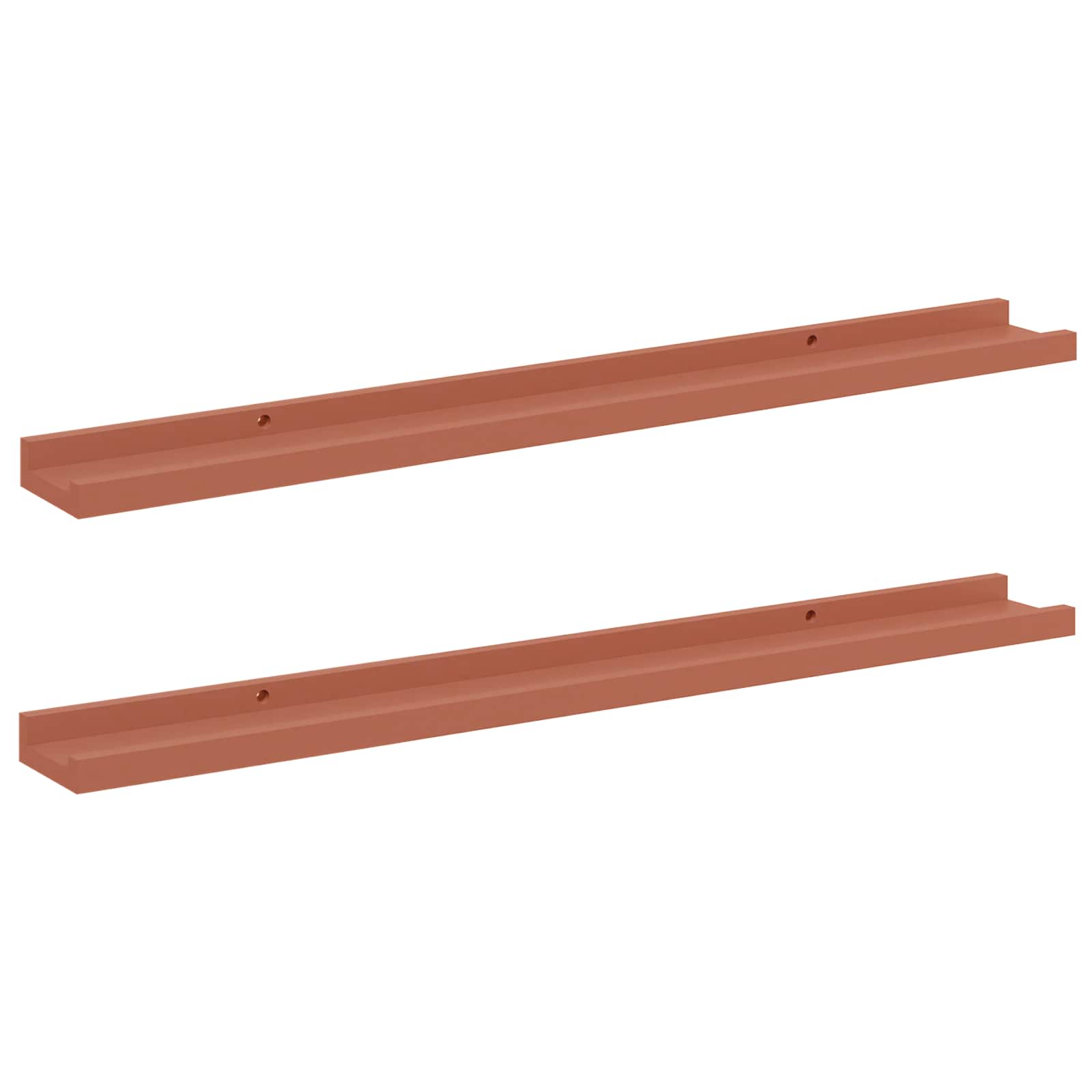 Wandplank met plank 2 pcs Rood 80 x 9 x 3 cm Bewerkt hout is nu te koop bij PeponiXL, paradijselijk wonen!