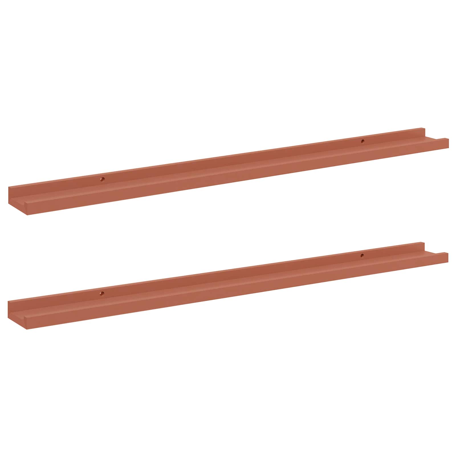 Wandplank met plank 2 pcs Rood 100 x 9 x 3 cm Bewerkt hout is nu te koop bij PeponiXL, paradijselijk wonen!