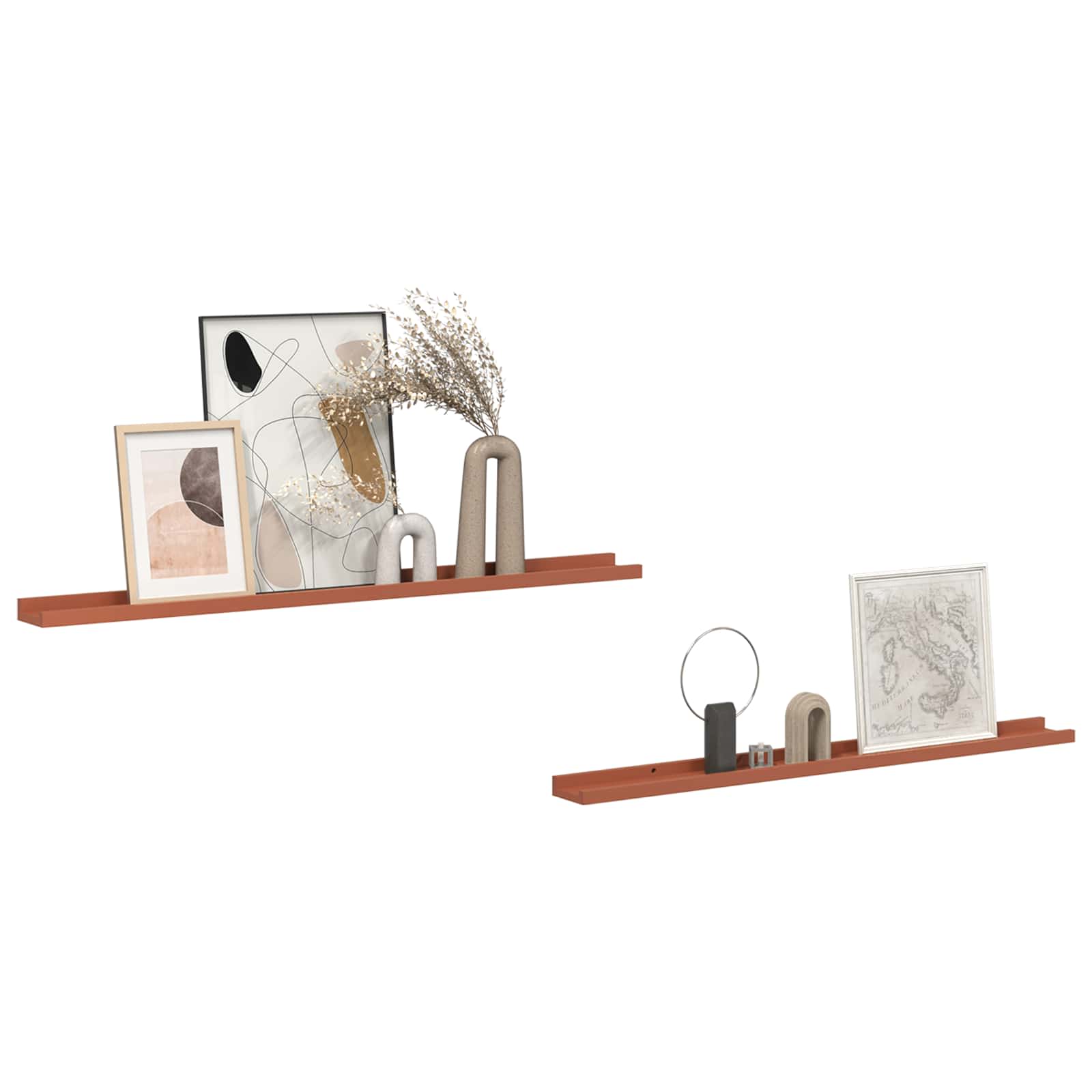 Wandplank met plank 2 pcs Rood 100 x 9 x 3 cm Bewerkt hout is nu te koop bij PeponiXL, paradijselijk wonen!