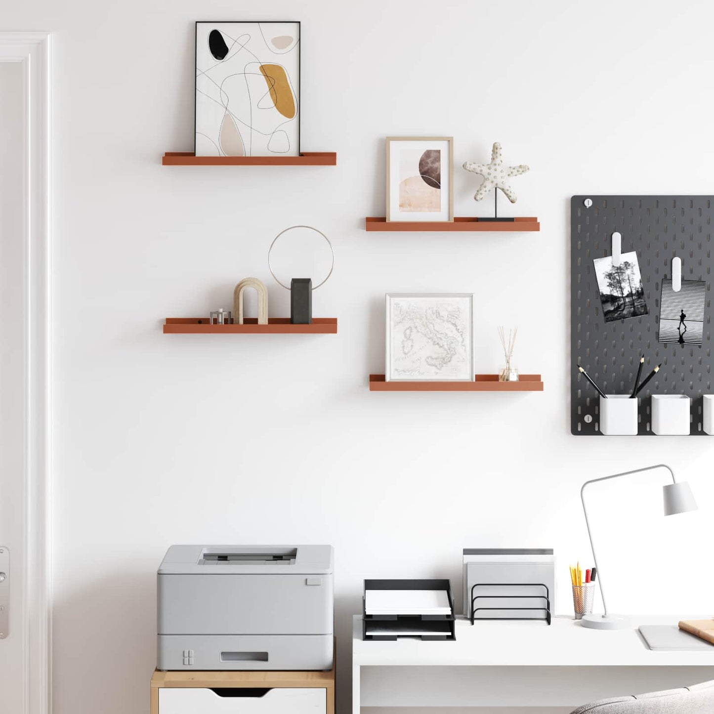 Wandplank met plank 4 pcs Rood 40 x 9 x 3 cm Bewerkt hout is nu te koop bij PeponiXL, paradijselijk wonen!