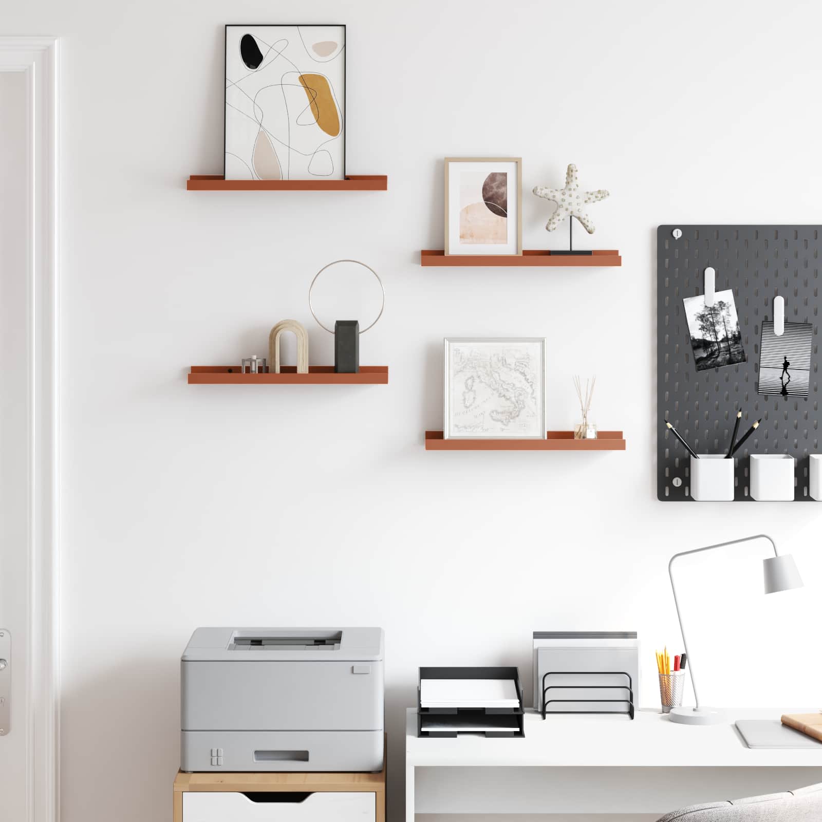 Wandplank met plank 4 pcs Rood 40 x 9 x 3 cm Bewerkt hout is nu te koop bij PeponiXL, paradijselijk wonen!