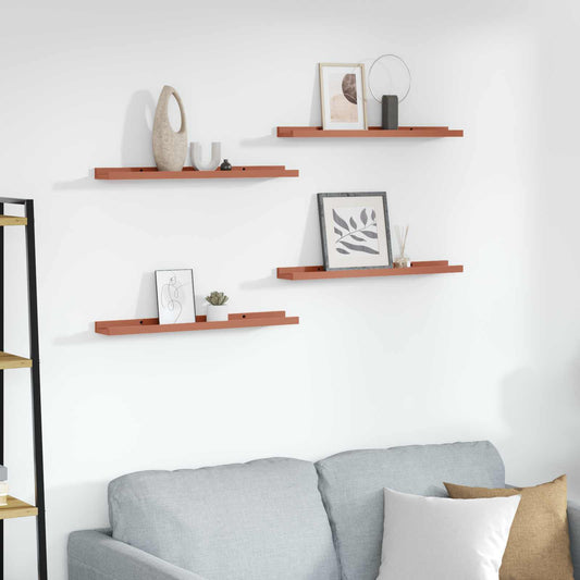 Wandplank met plank 4 pcs Rood 60 x 9 x 3 cm Bewerkt hout is nu te koop bij PeponiXL, paradijselijk wonen!