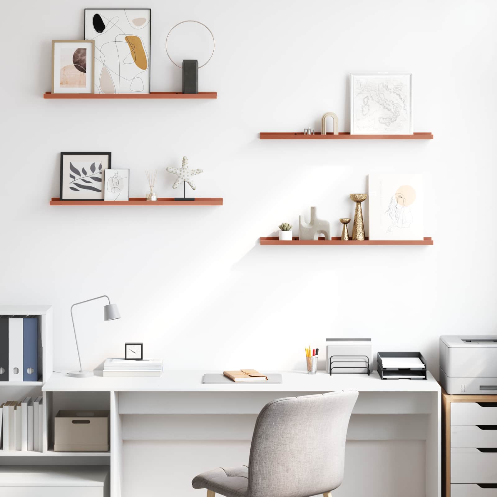 Wandplank met plank 4 pcs Rood 80 x 9 x 3 cm Bewerkt hout is nu te koop bij PeponiXL, paradijselijk wonen!