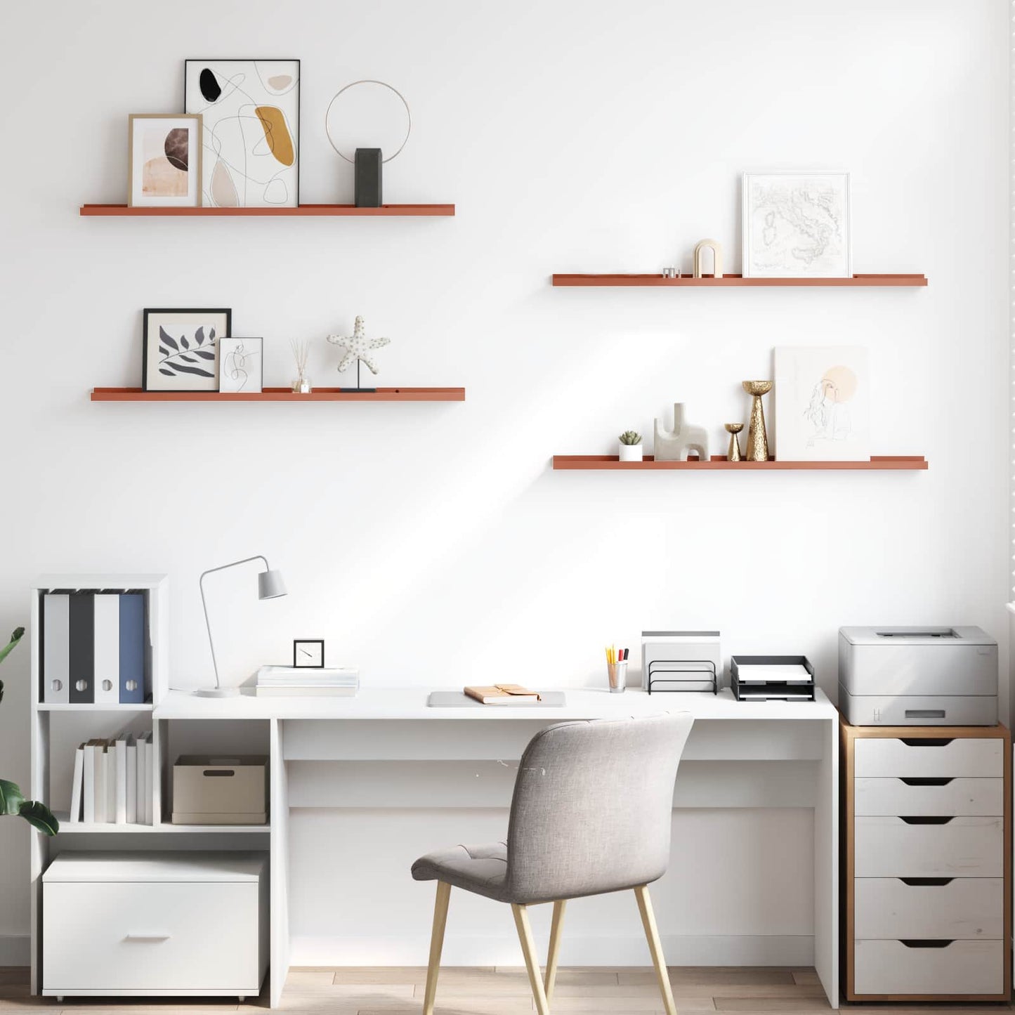 Wandplank met plank 4 pcs Rood 100 x 9 x 3 cm Bewerkt hout is nu te koop bij PeponiXL, paradijselijk wonen!