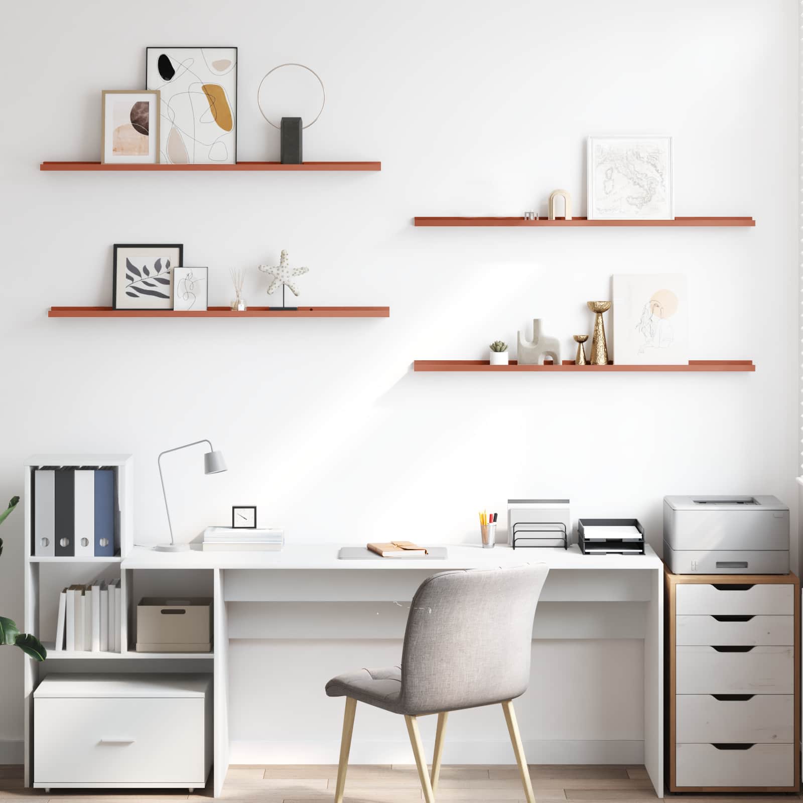 Wandplank met plank 4 pcs Rood 115 x 9 x 3 cm Bewerkt hout is nu te koop bij PeponiXL, paradijselijk wonen!