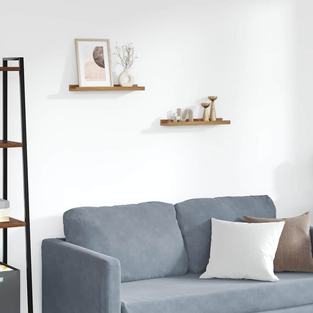 Wandplank met plank 2 pcs Bruin 40 x 9 x 3 cm Bewerkt hout is nu te koop bij PeponiXL, paradijselijk wonen!