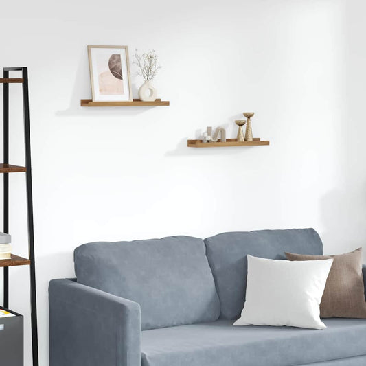 Wandplank met plank 2 pcs Bruin 40 x 9 x 3 cm Bewerkt hout is nu te koop bij PeponiXL, paradijselijk wonen!
