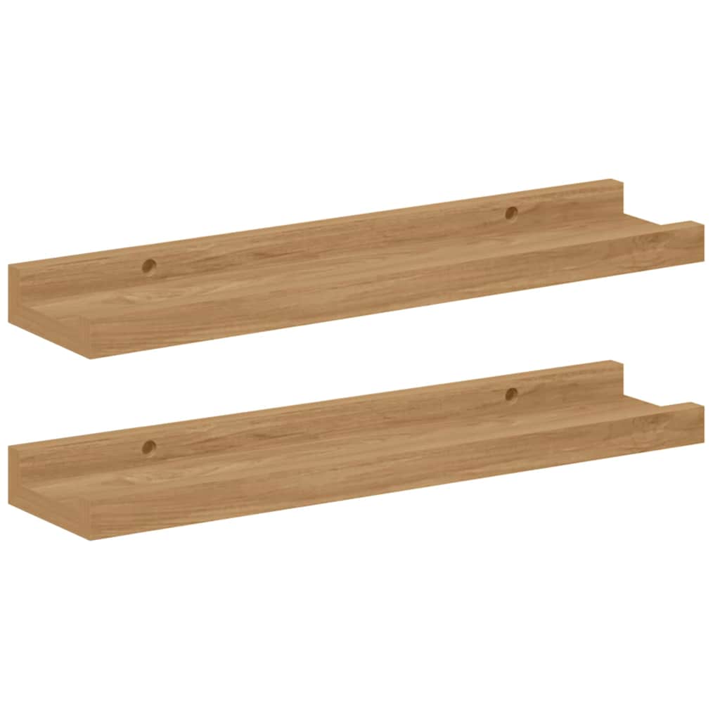 Wandplank met plank 2 pcs Bruin 40 x 9 x 3 cm Bewerkt hout is nu te koop bij PeponiXL, paradijselijk wonen!