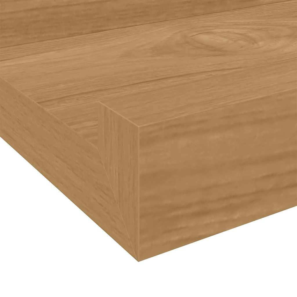 Wandplank met plank 2 pcs Bruin 60 x 9 x 3 cm Bewerkt hout is nu te koop bij PeponiXL, paradijselijk wonen!