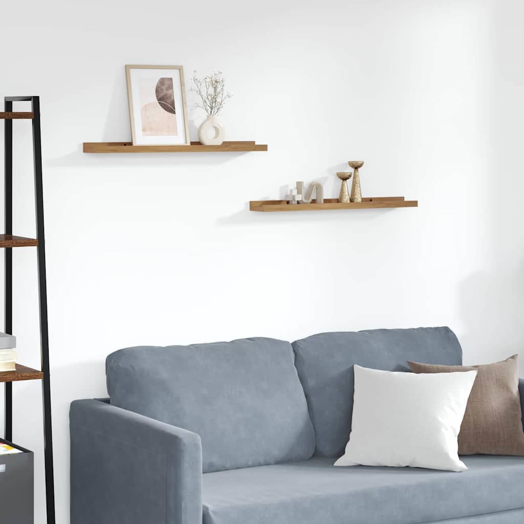 Wandplank met plank 2 pcs Bruin 60 x 9 x 3 cm Bewerkt hout is nu te koop bij PeponiXL, paradijselijk wonen!